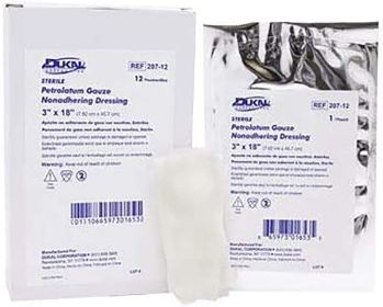 Impregnated Gauze Dressings. Pack of 12 Sterile Petrolatum Dressings 1/2" x 72" for abrasions; Burns; Wound Packing. Non-Adherent Gauze dressings. Non