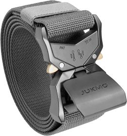 JUKMO Tactical Belt;  Military Hiking Rigger 1.5" Nylon Web Work Belt with Heavy Duty Quick Release Buckle (Color: Gray, size: S)