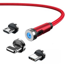 Magnetic Charging Cable; 540° Rotation Magnetic Charging Cable; 3-In-1 Magnetic Phone Charger ; Charging Cable USB Magnet Charging Cable For IPhone/Mi (Items: Lightning, Color: Red)