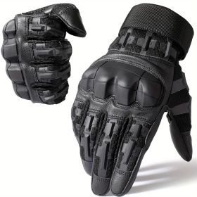 Tactical Gloves for Men - Touch Screen, Non-Slip, Full Finger Protection for Shooting, Airsoft, Military, Paintball, Motorcycle, Cycling, Hunting (Color: Black, size: M)