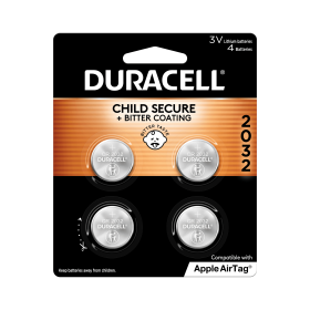 Duracell CR2032 3V Lithium Coin Battery with Child Safety Features, Compatible with Apple AirTag, Key Fob, Car Remote, Glucose Monitor (Brand: Duracell)