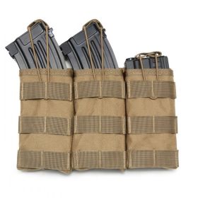 Molle Open Top Double Triple Mag Pouch (Color: Khaki, size: Triple)